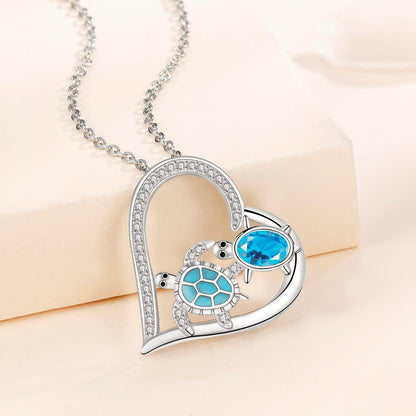 Halskette 925 Sterling Silber mit Schildkröten Anhänger für Damen