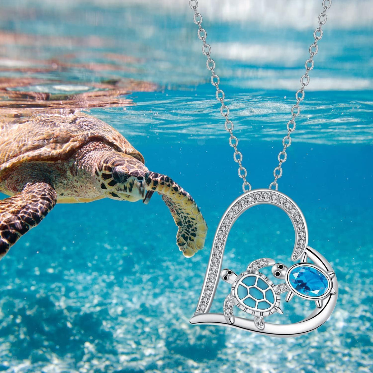 Halskette 925 Sterling Silber mit Schildkröten Anhänger für Damen