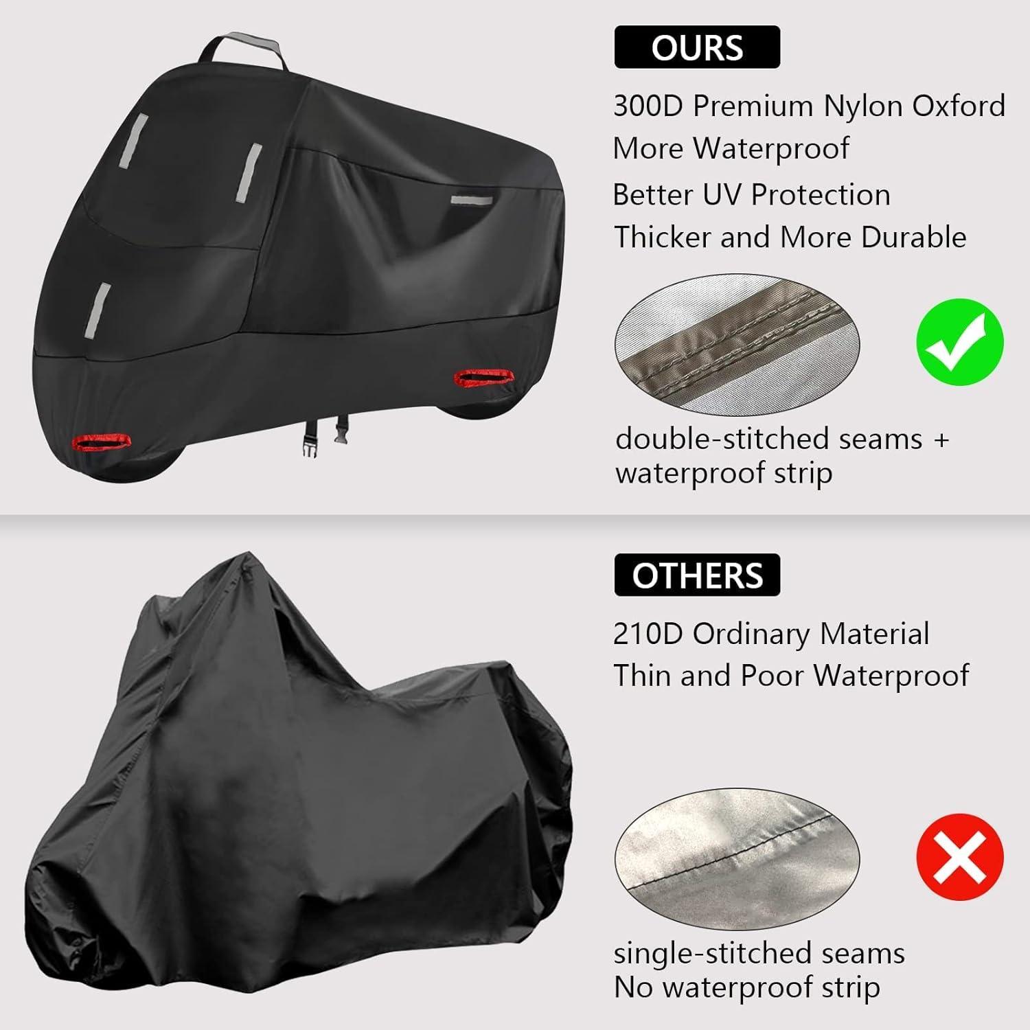 Motorradabdeckung 300D Wasserdicht Oxford Schwarz Silber L