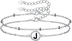 Buchstaben Armband 925 Sterling Silber Herz Verstellbar Damen GSG