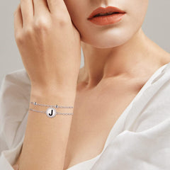 Buchstaben Armband 925 Sterling Silber Herz Verstellbar Damen GSG
