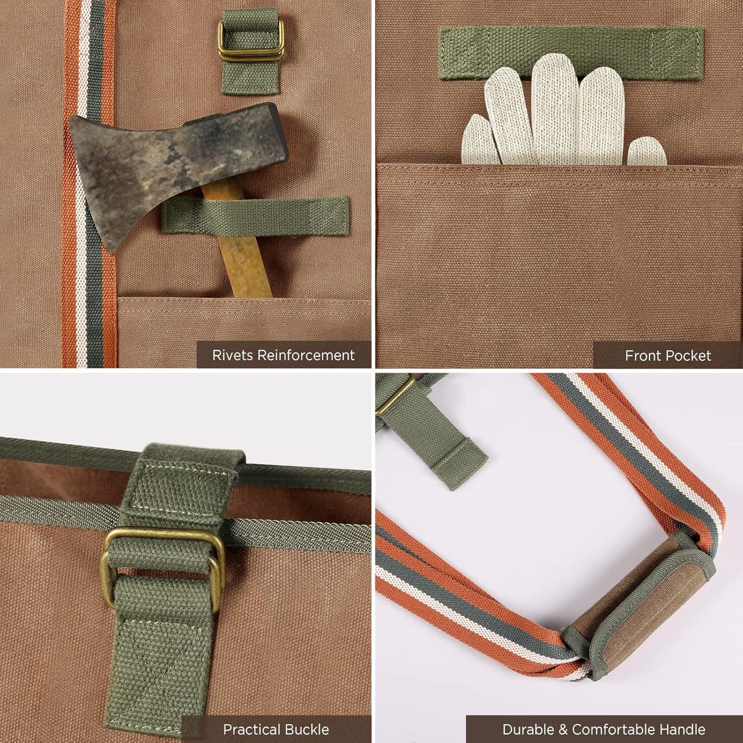 Kaminholztasche Holzkorb Brennholzträger wasserdicht Extra Groß - Braun