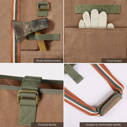 Kaminholztasche Holzkorb Brennholzträger wasserdicht Extra Groß - Braun