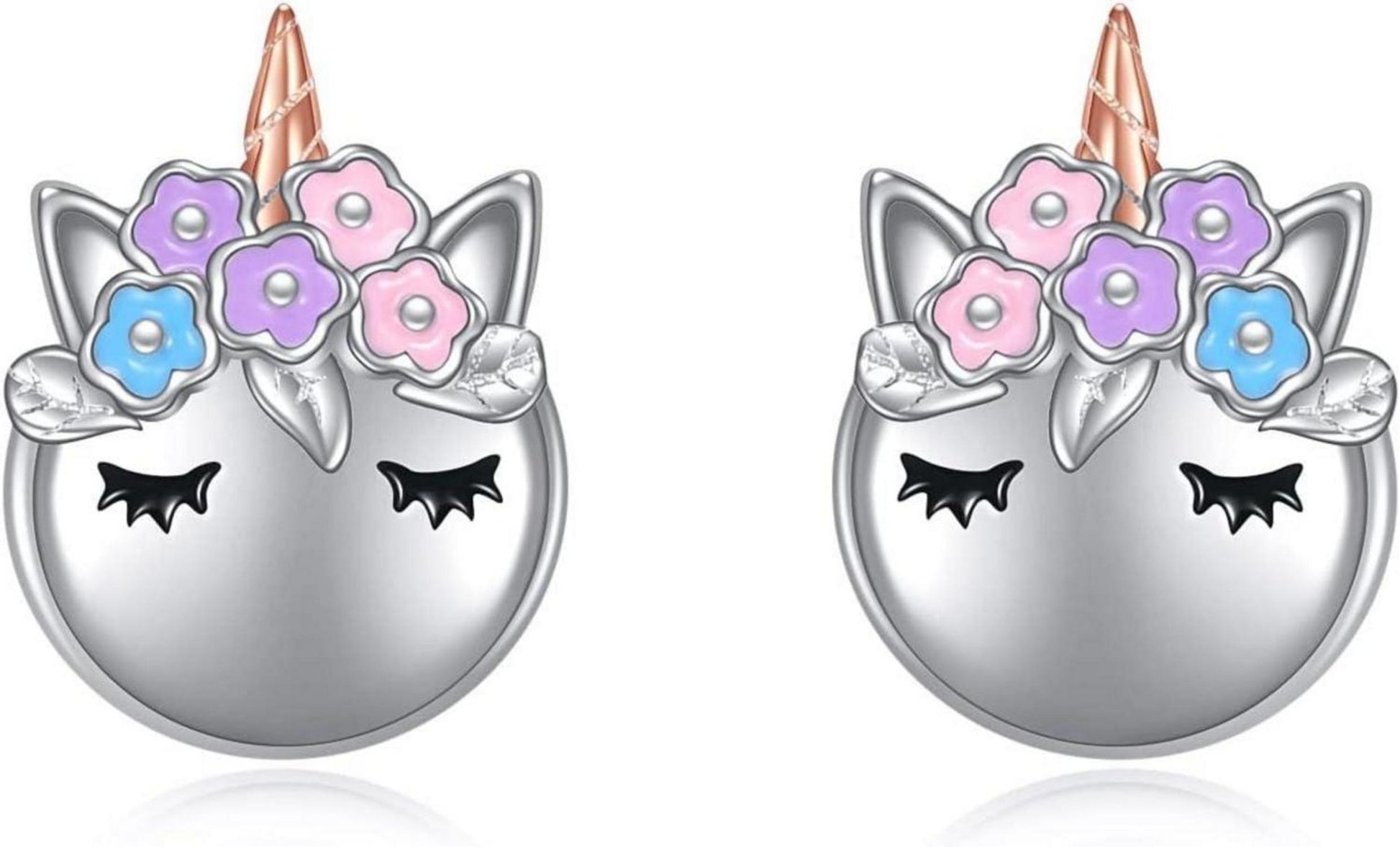 Einhorn Ohrstecker 925 Silber Geschenk Damen Mädchen