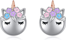 Einhorn Ohrstecker 925 Silber Geschenk Damen Mädchen