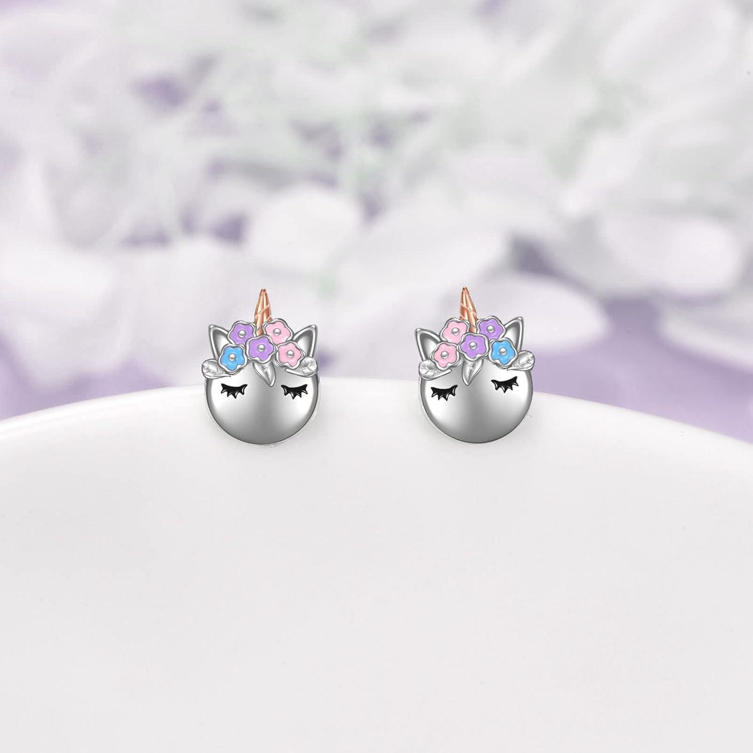 VONALA Einhorn Ohrringe Silber 925 Sterling Ohrstecker