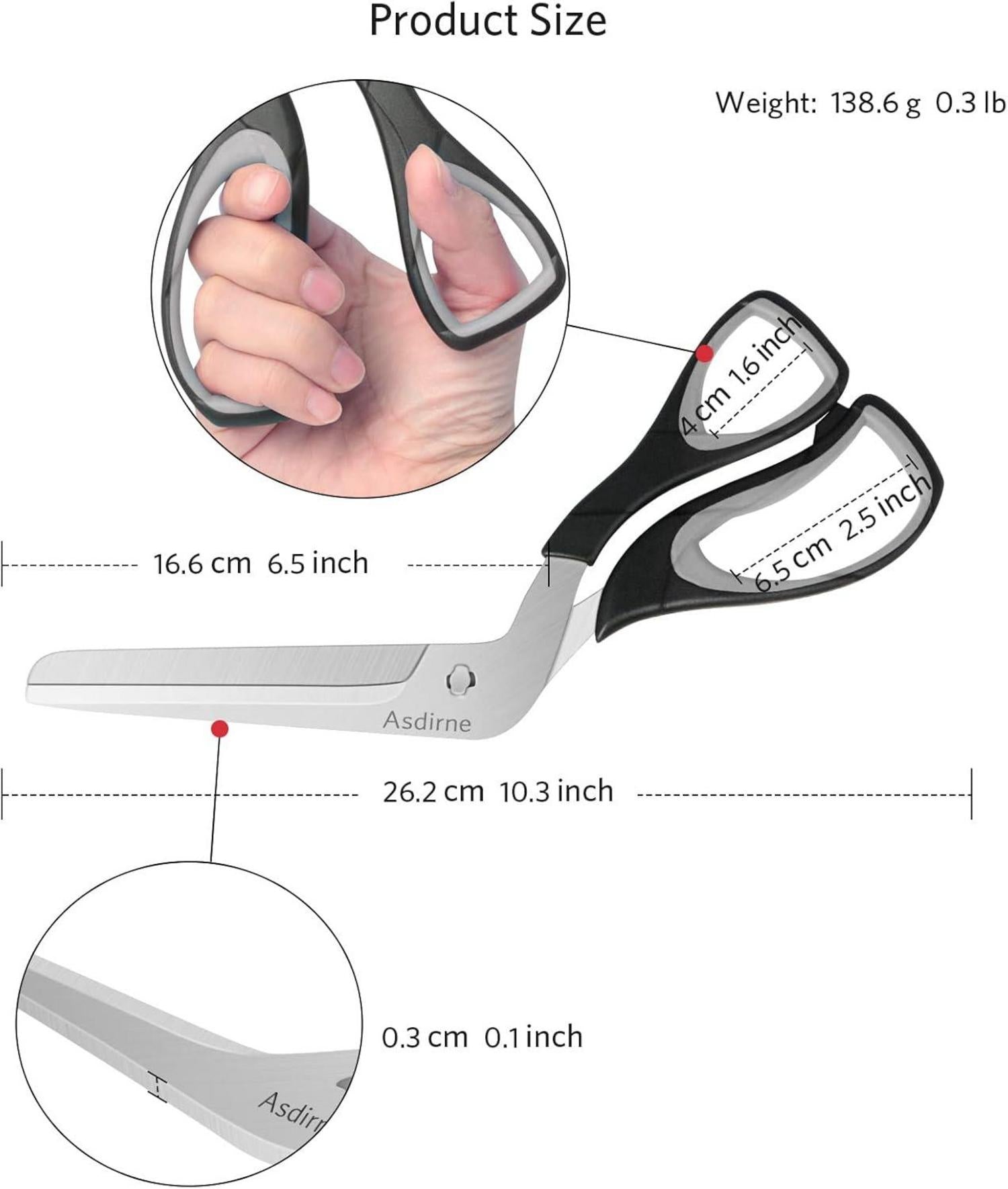 Asdirne Pizzaschere mit scharfer Edelstahlklinge, Lebensmittelqualität, 27CM