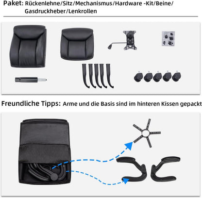 Ergonomischer Bürostuhl mit hochklappbarer Armlehne, höhenverstellbar