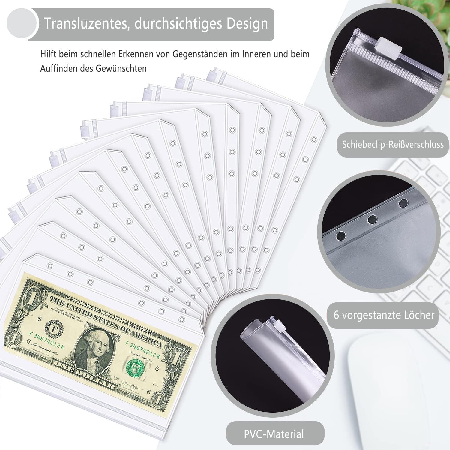 A6 Budget Planner Deutsch Geld Organizer Etiketten Marmor-Leder Binder