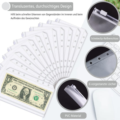 A6 Budget Planner Deutsch Geld Organizer Etiketten Marmor-Leder Binder