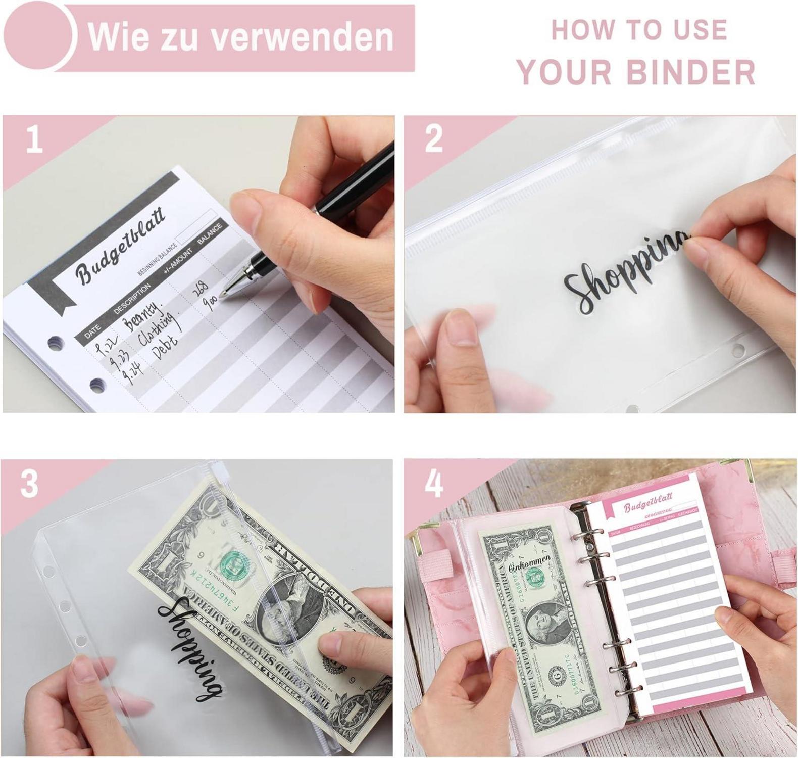 Budget Planner A6 Deutsch Geld Organizer Binder Taschen Sparbuch