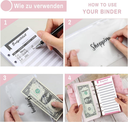 Budget Planner A6 Deutsch Geld Organizer Binder Taschen Sparbuch