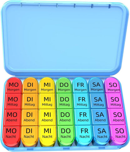 Tablettenbox 7 Tage Klein Pillendose Große Fächer für Kinder und