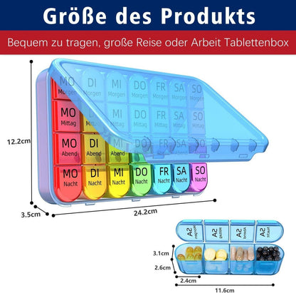 Tablettenbox 7 Tage Medikamentenbox 4 Fächer Blauächstestes Design