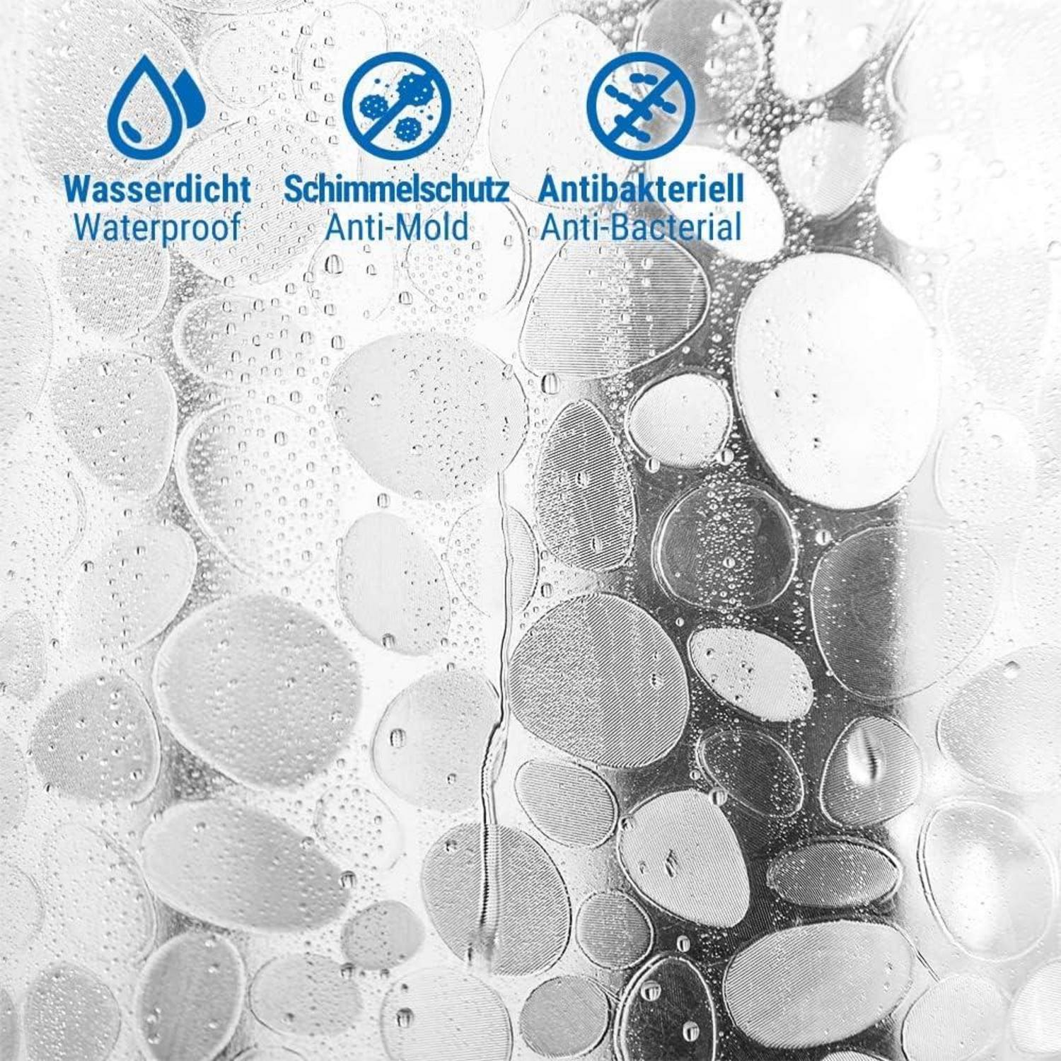 Duschvorhang 3D Steinmuster Transparent 100% Eva 120x180cm Wasserdicht Anti