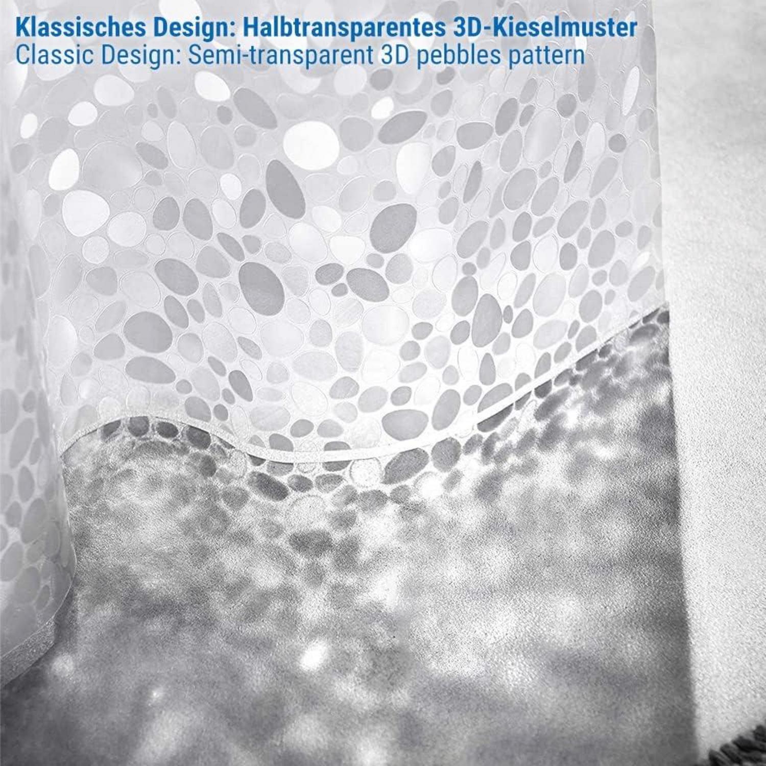 Duschvorhang 3D Steinmuster Transparent 100% Eva 120x180cm Wasserdicht Anti