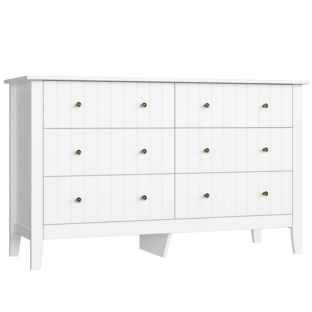Weiße Kommode mit 6 Schubladen – 133cm Sideboard für Schlafzimmer
