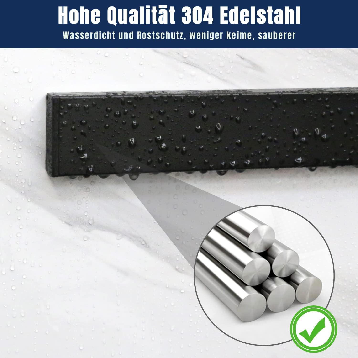 Magnetleiste Messer 2er Set mit 3 Haken 40cm Schwarz Edelstahl