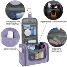 Große Kulturtasche zum Aufhängen, Reise-Waschtasche mit vielen Fächern, Violett