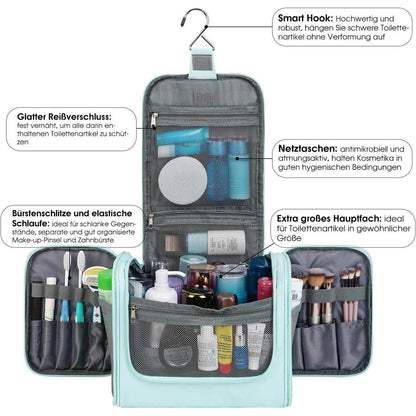Große Kulturtasche zum Aufhängen, Minzgrün