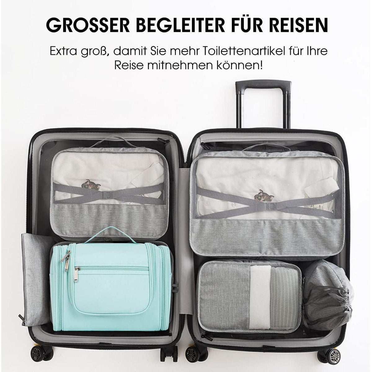 Große Kulturtasche zum Aufhängen, Minzgrün