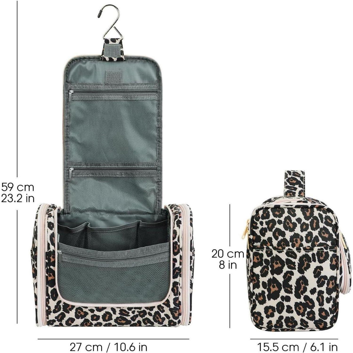 Große Kulturtasche zum Aufhängen, Rosa Leopard