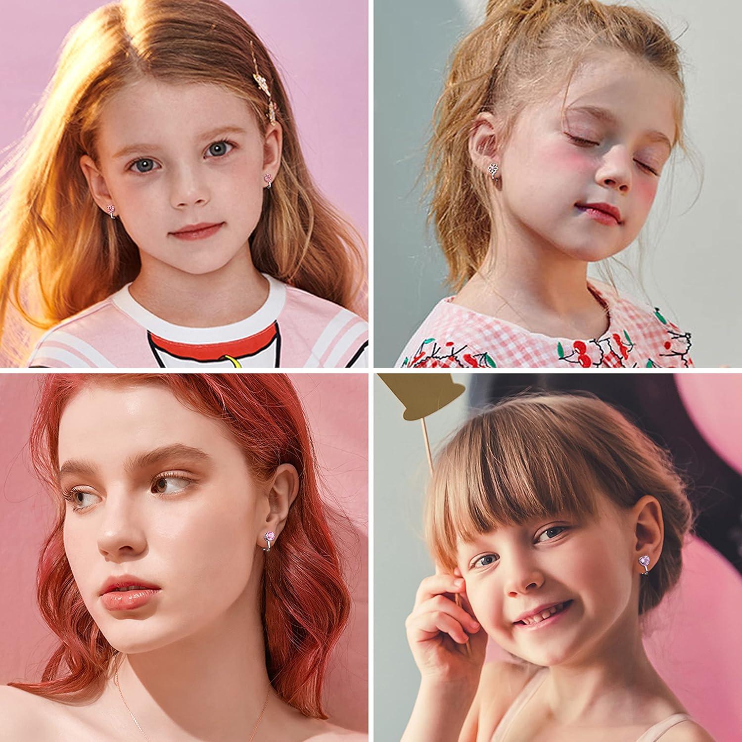 8 Paar Clip on Ohrringe Mädchen Ohrclips Kinder Hypoallergen Niedlich