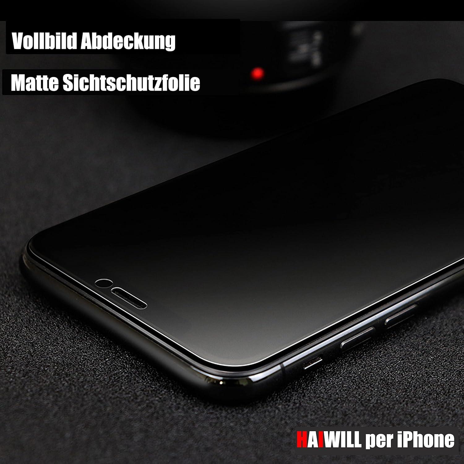 3x Matt Sichtschutzfolie iPhone 14 Pro Max Schutzglas 9H-Glas