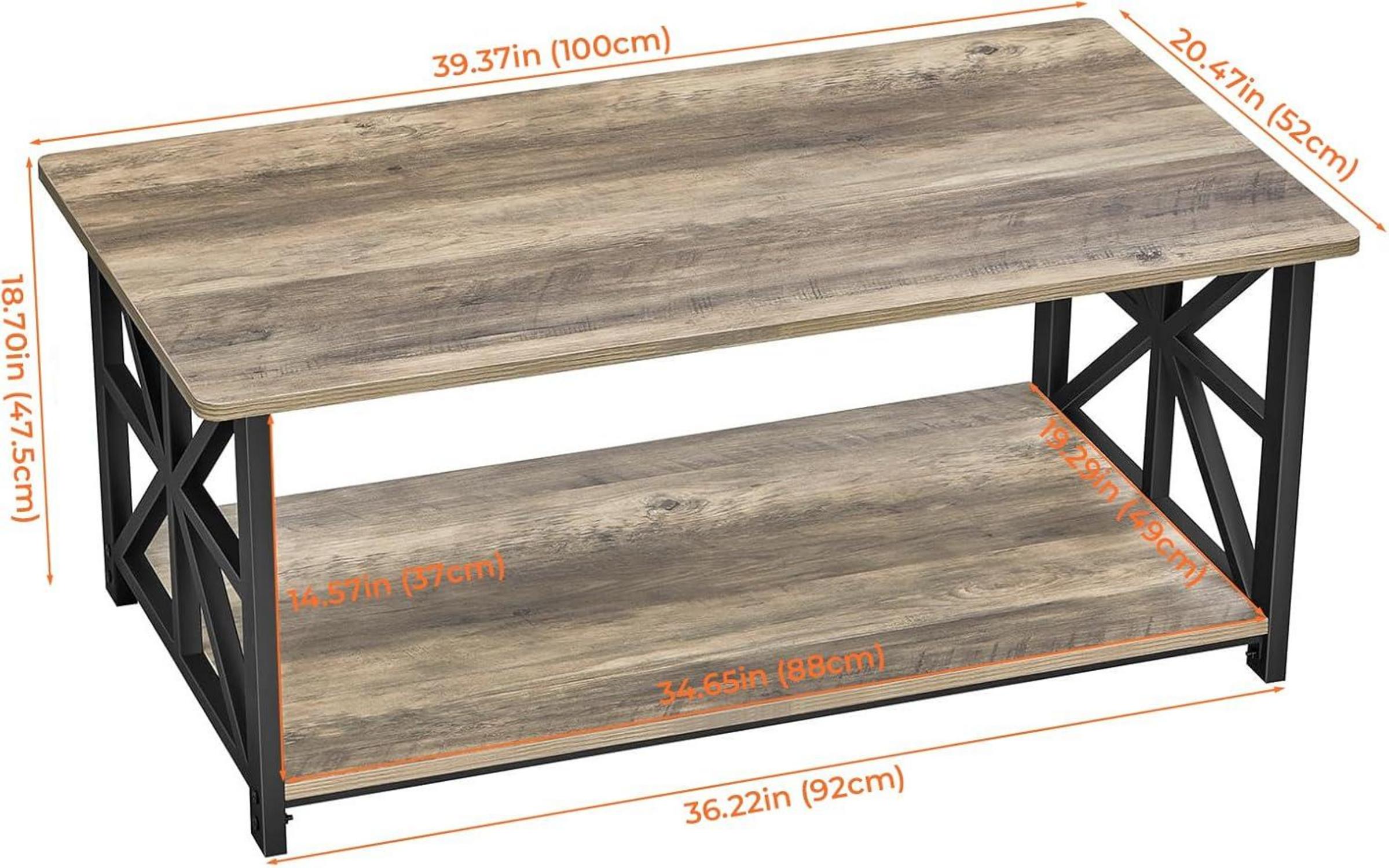 Couchtisch Runde Ecke Wohnzimmertisch Stabil Holz Metall Regal