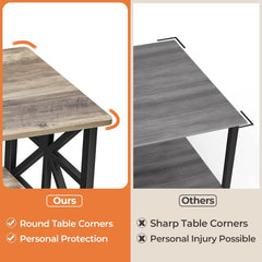 GreenForest Couchtisch Rustikales Design, 100 cm, Stabil aus Holz und Metall