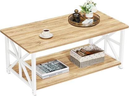 Couchtisch mit Stauraum 100cm Runde Ecke Holz Metall Eiche
