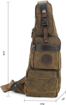 Herren Canvas Brusttasche Crossbag Sling Rucksack Braun