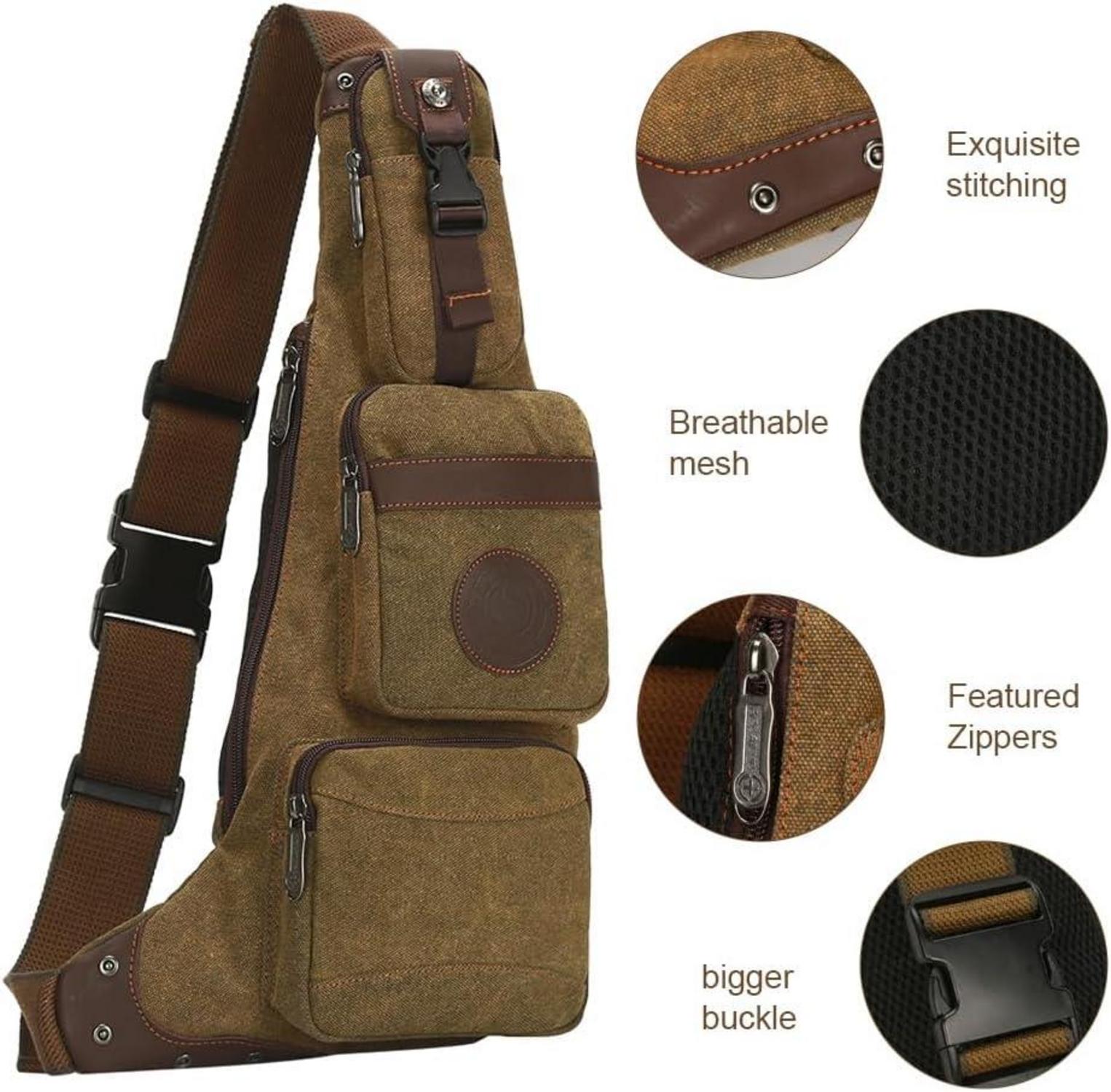 Canvas Crossbody Bag Herren Braun - Multifunktionale Schultertasche