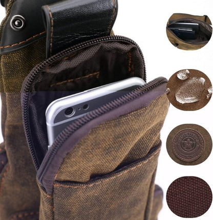 Leathario Herren Brusttasche Sling Rucksack Crossbody Bag Braun