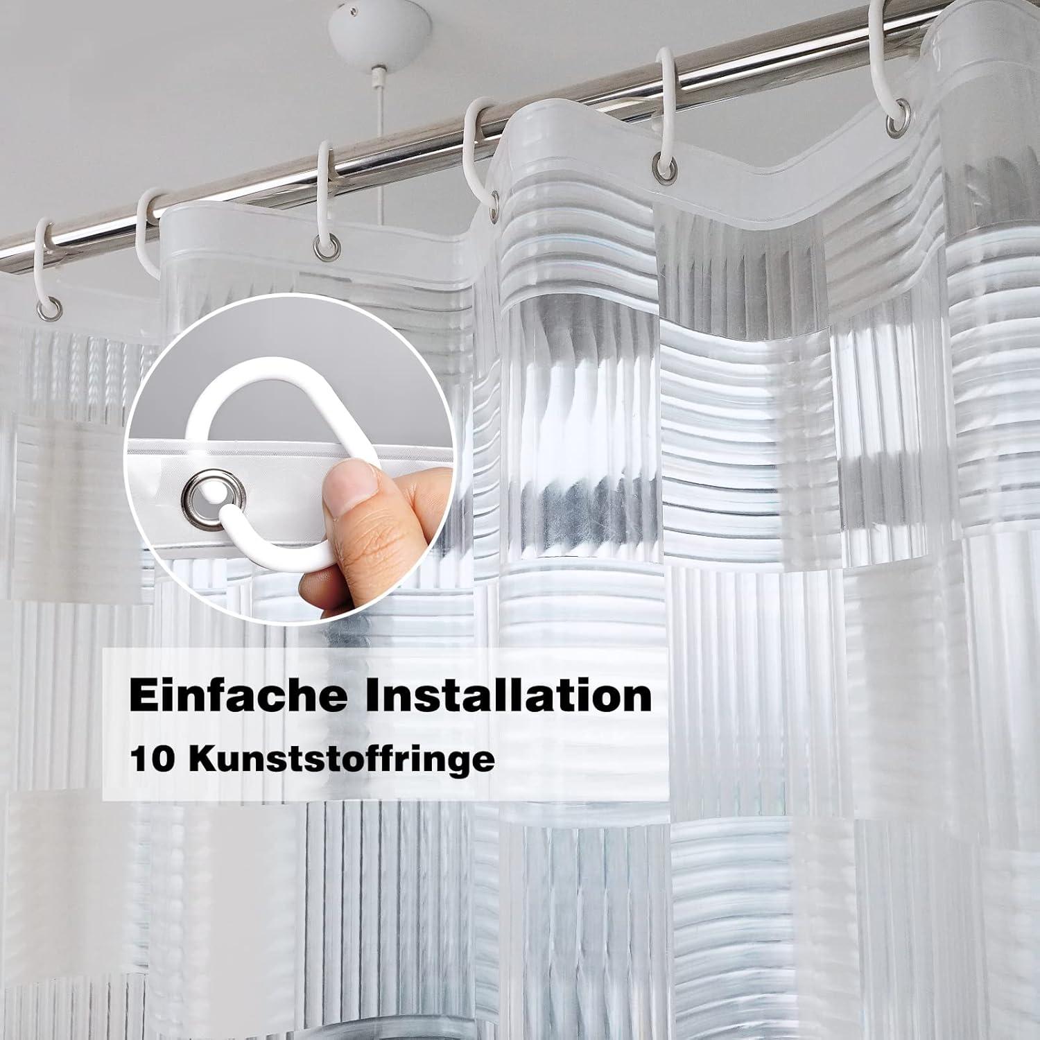Duschvorhang 150x180 Transparent 3D Geometrisch Magnete Unten