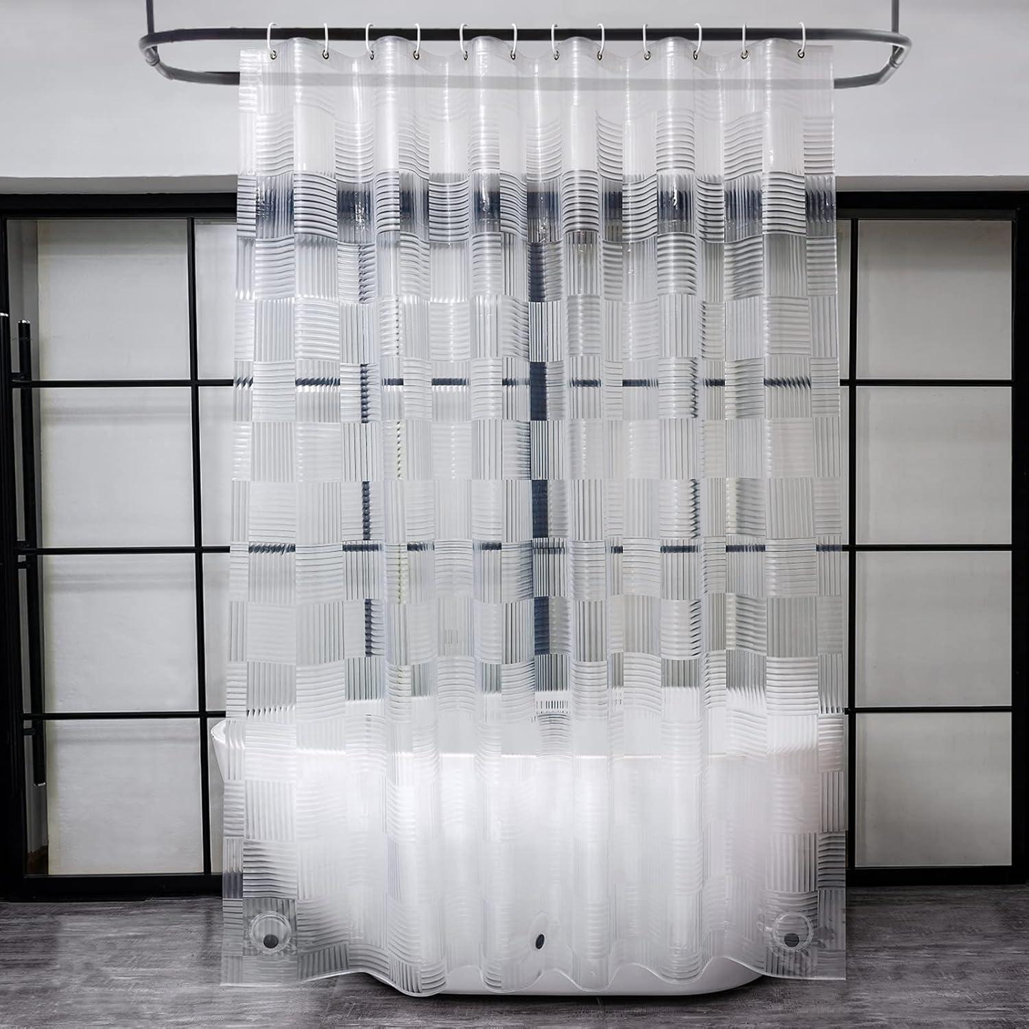 Transparenter Duschvorhang 180x180 mit stärkeren Magneten & 3D Muster
