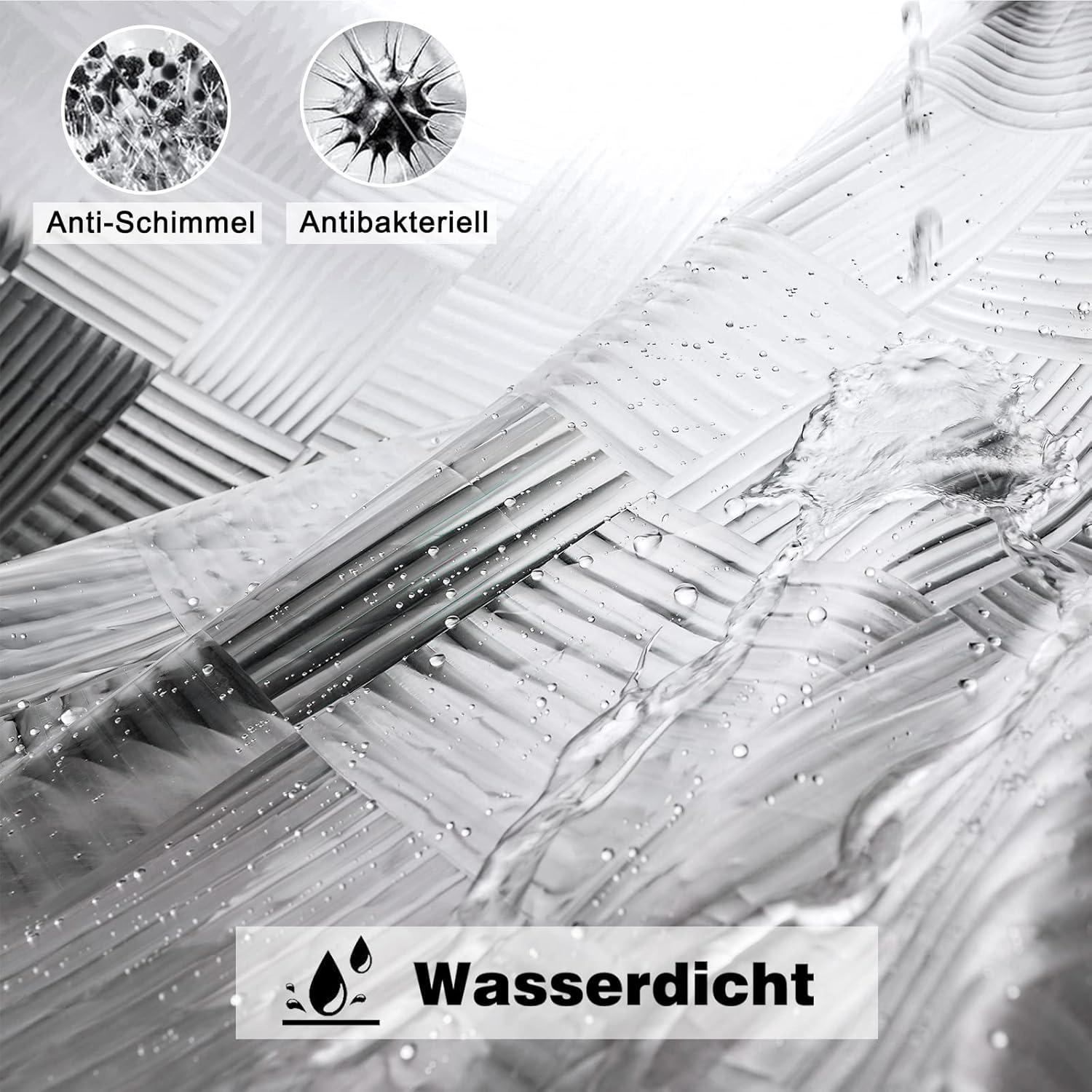 Transparenter Duschvorhang 180x180 mit stärkeren Magneten & 3D Muster