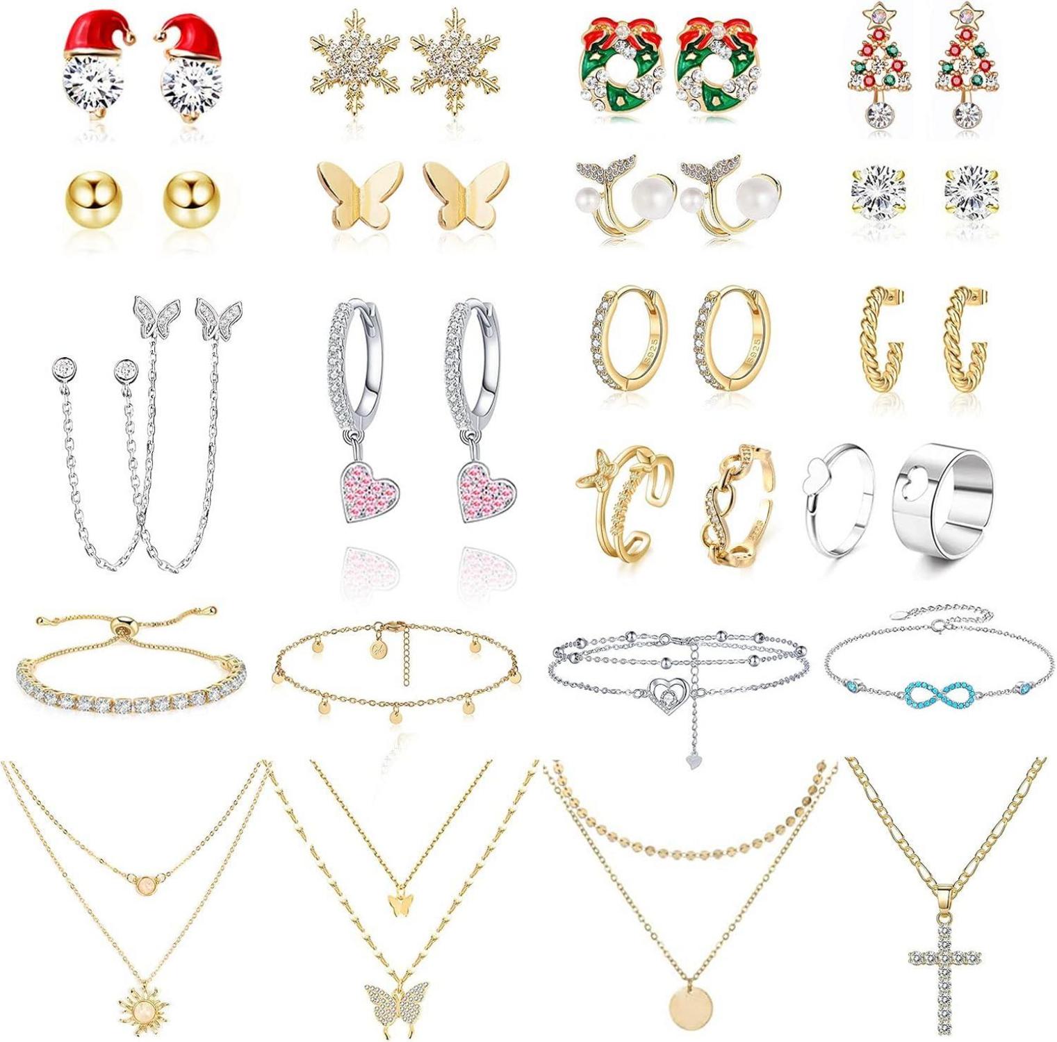 Schmuck Adventskalender 2024 für Damen Mädchen Weihnachten 24 Überraschungen