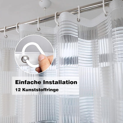 Transparent Duschvorhang 180x200 Geometrisch 3D Muster Wasserdicht 3 Magnete EVA