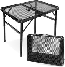 Klappbarer Campingtisch mit Metallgitterplatte Schwarz 60×40cm