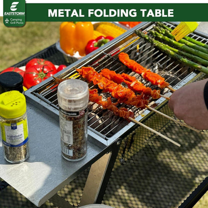 Klappbarer Campingtisch mit Metallgitterplatte, 60x40cm, 2