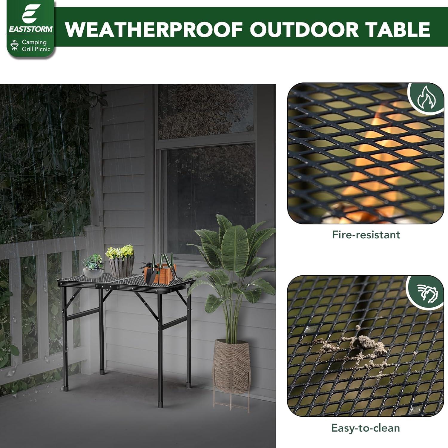 EASTSTORM Campingtisch Klappbar 60x40cm Schwarz Metallgitterplatte
