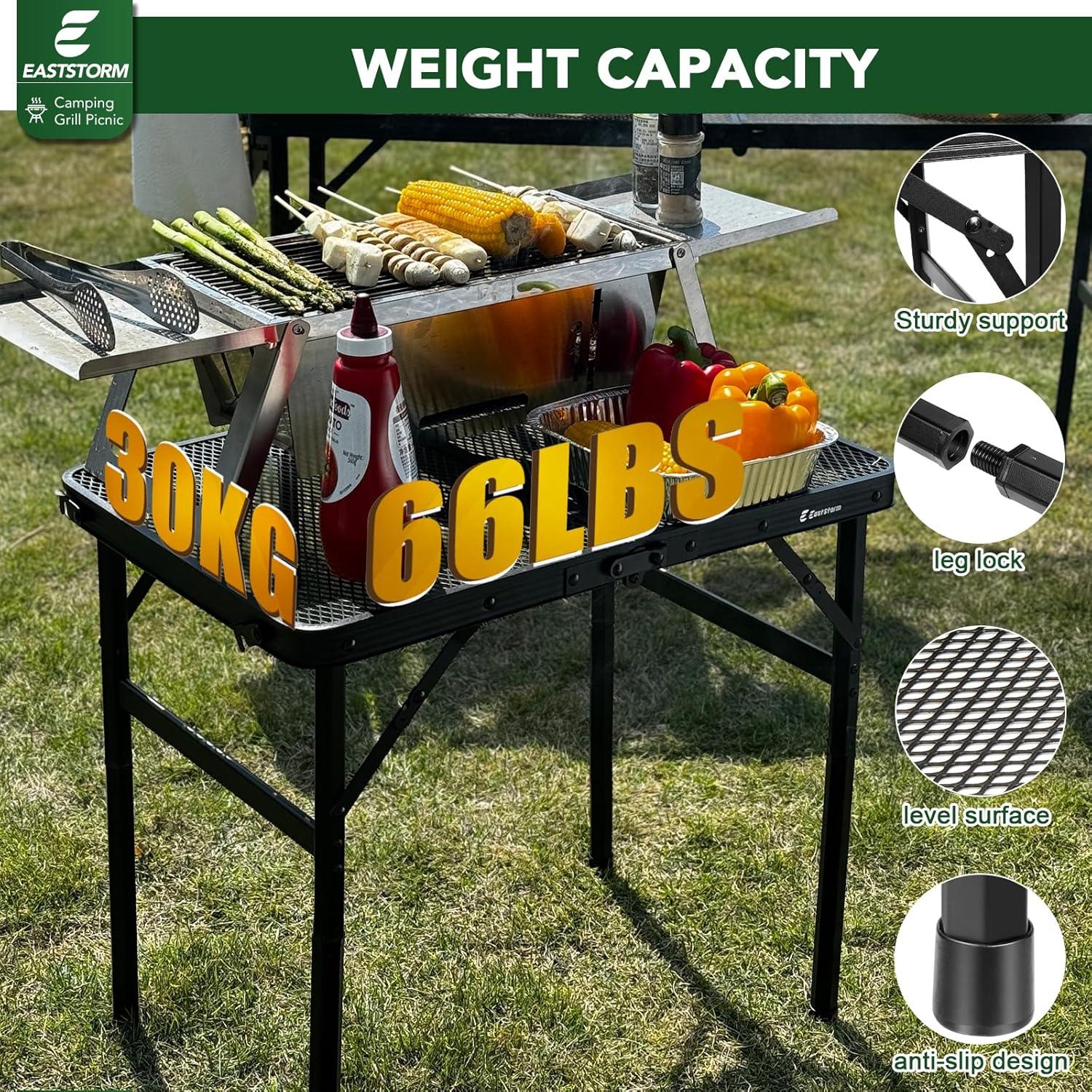 Campingtisch Klappbar 60x40cm Metallgitterplatte 2 Höhenverstellbar