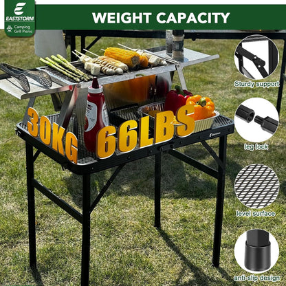 Campingtisch Klappbar 60x40cm Metallgitterplatte 2 Höhenverstellbar