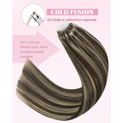 Blond Echthaar Microring Extensions #P4/27 50cm