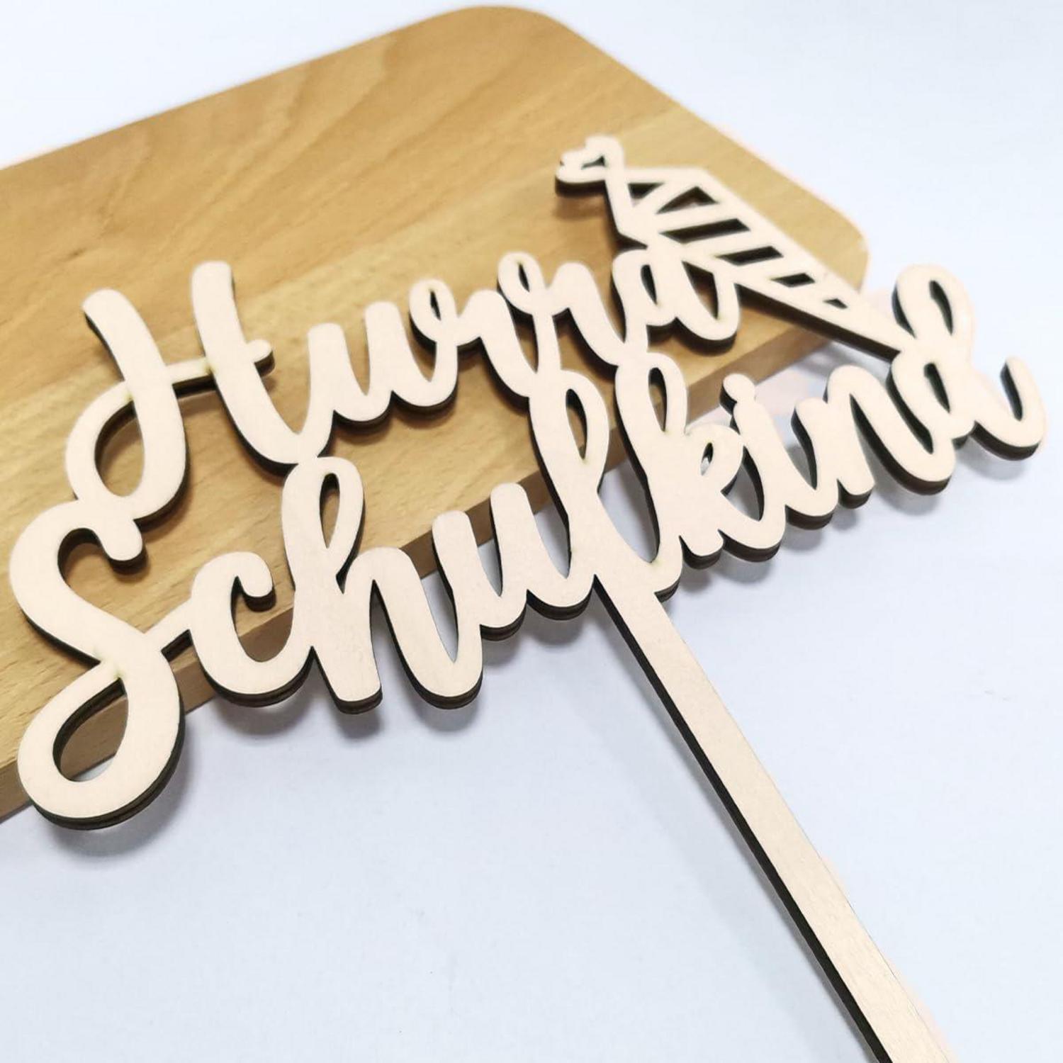 Holz Tortendeko Einschulung Cake Topper Set ABC 123 Zuckertüte