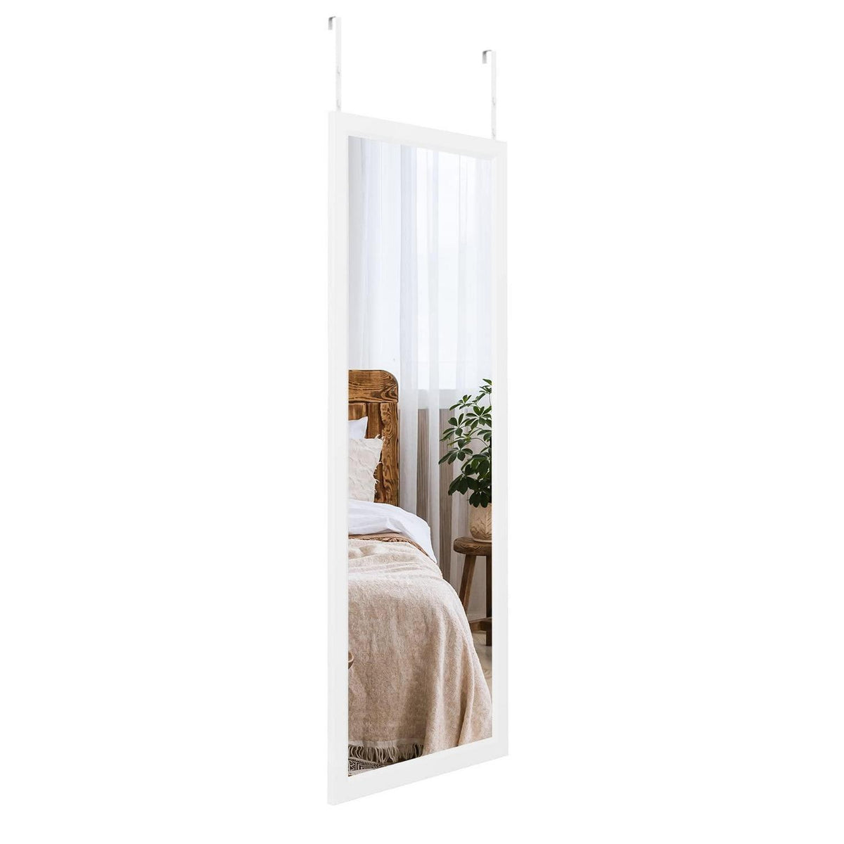 Höhenverstellbarer Wandspiegel 45x119cm mit Haken – Weiß
