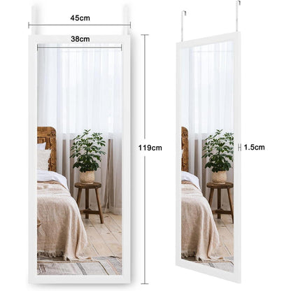 Höhenverstellbarer Wandspiegel 45x119cm mit Haken – Weiß