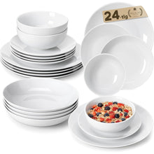 24-teiliges Porzellan Geschirrset für 6 Personen, weißes