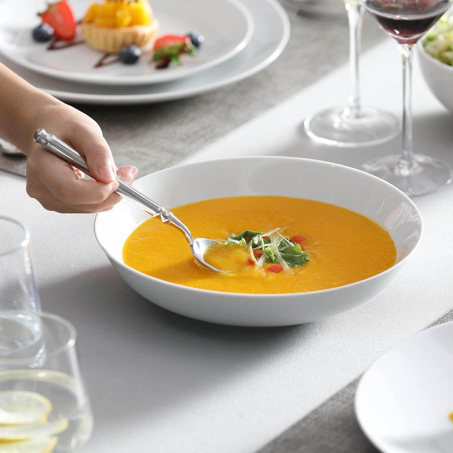Geschirrset 6 Personen 24-teilig Porzellan Tafelservice Weiß Premium